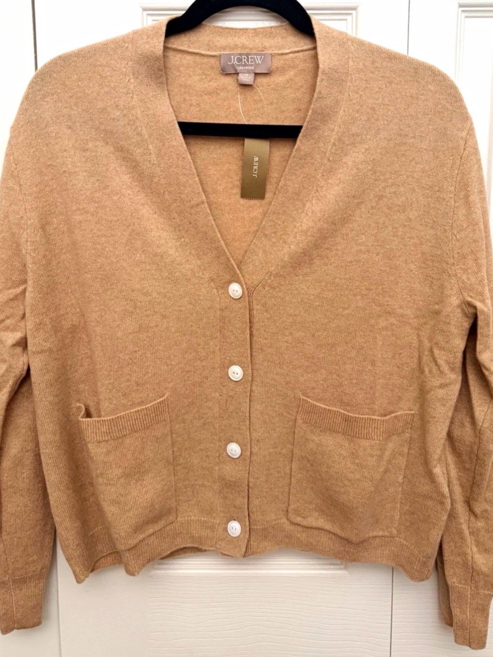 NWT J. Crew Cashmere Knit Beige Cardigan Sweater XS